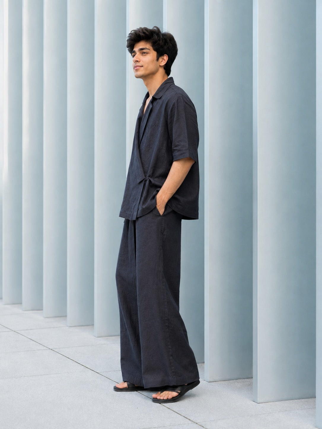 Midnight Wrap Linen Co-Ord Set
